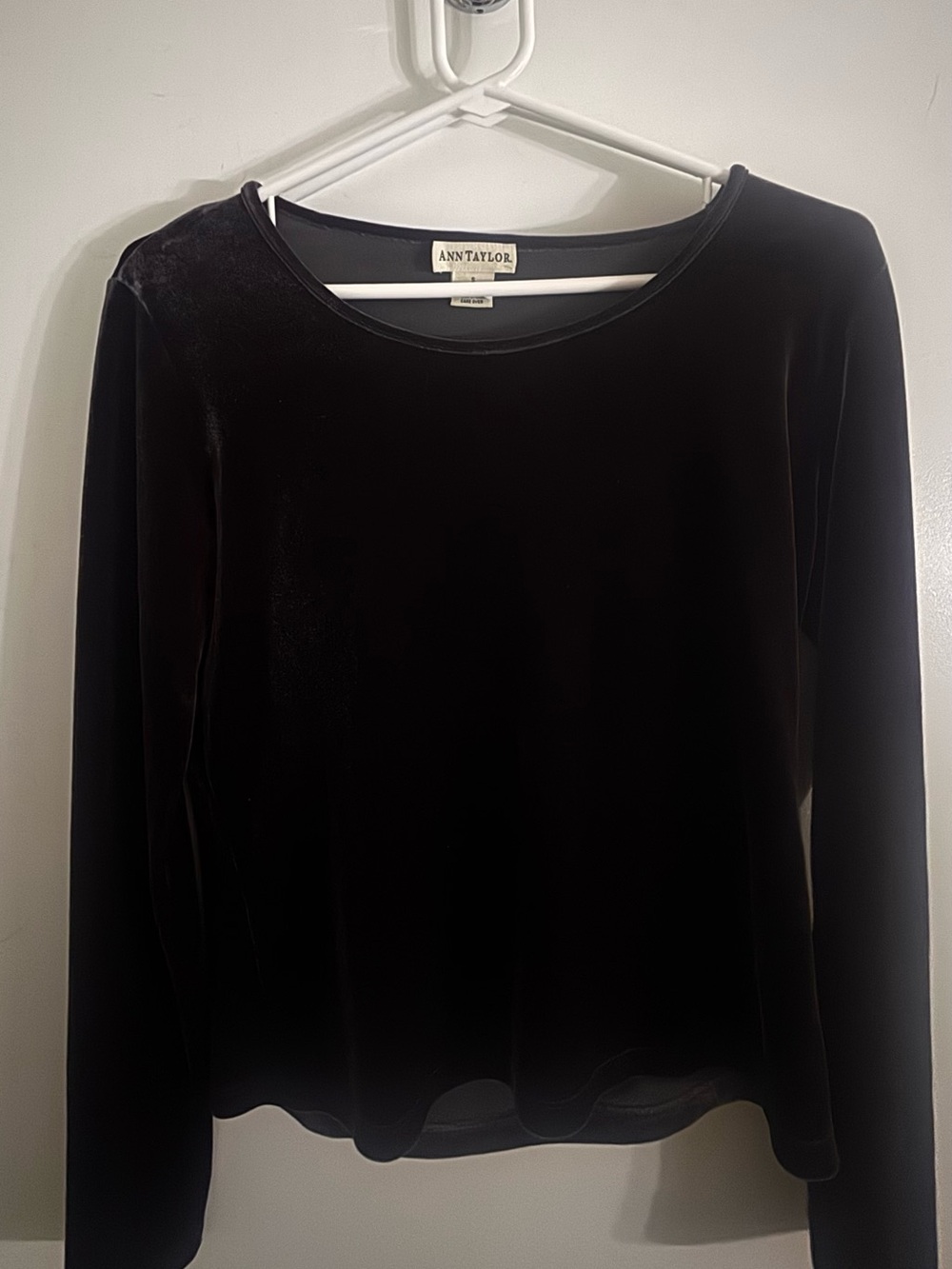 Ann Taylor Grey Velvet Long-Sleeve Top